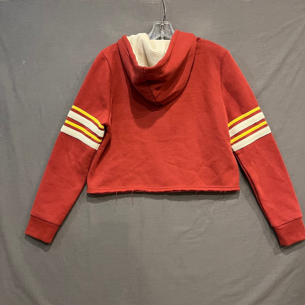 Colosseum USC Trojans Hoodie Womens M Red Cropped Raw Hem Pullover Sweatshirt - Picture 3 of 7
